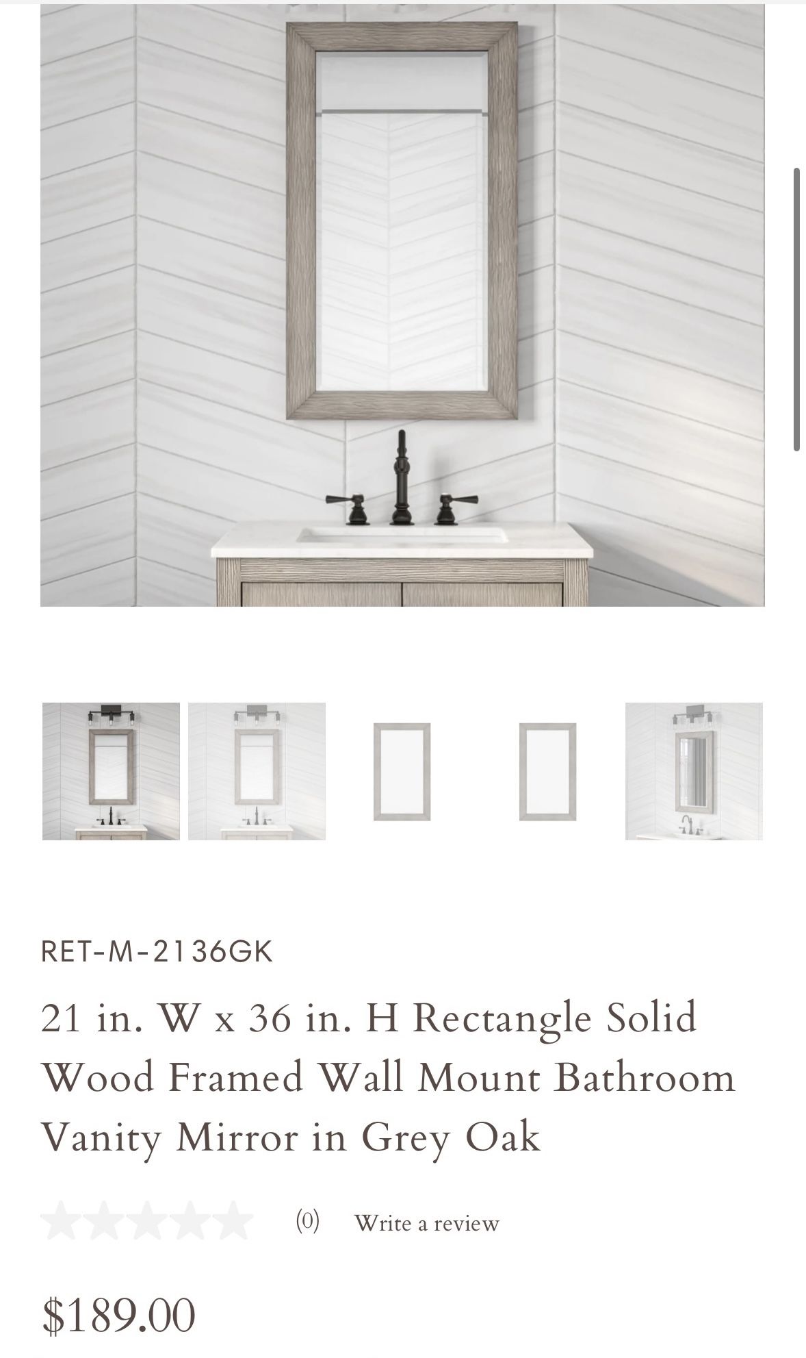 New Wood Framed Mirror 21”w x 36”h (Retail $189/pc)Have 2, $35/pc