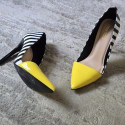 Yellow Black/White Heels