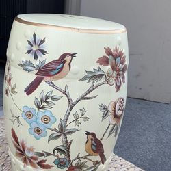 Beautiful Hand-Painted Floral Bird Stool