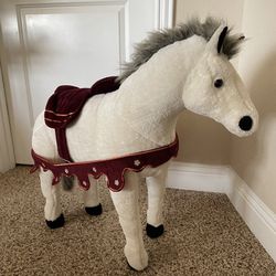 Large White Standing Horse Stuffed Animal Plush 