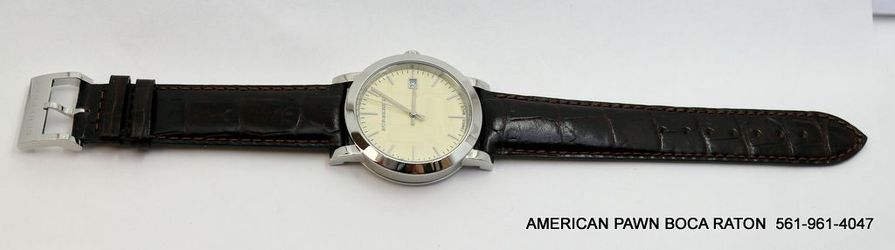 Burberry BU1777 Engraved Beige Dial Leather Band Quartz Watch 40mm Swiss  Excellent 