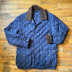 POLO RALPH LAUREN HUNTING PARKA QUILT LEATHER LINED NAVY JACKET MENS M 🧥 