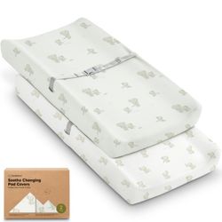 2-Pack Organic Changing Pad Covers Baby Nursery Elephant Print