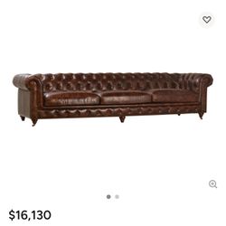Excellent Condition Leather Tufted Couch For Sale 