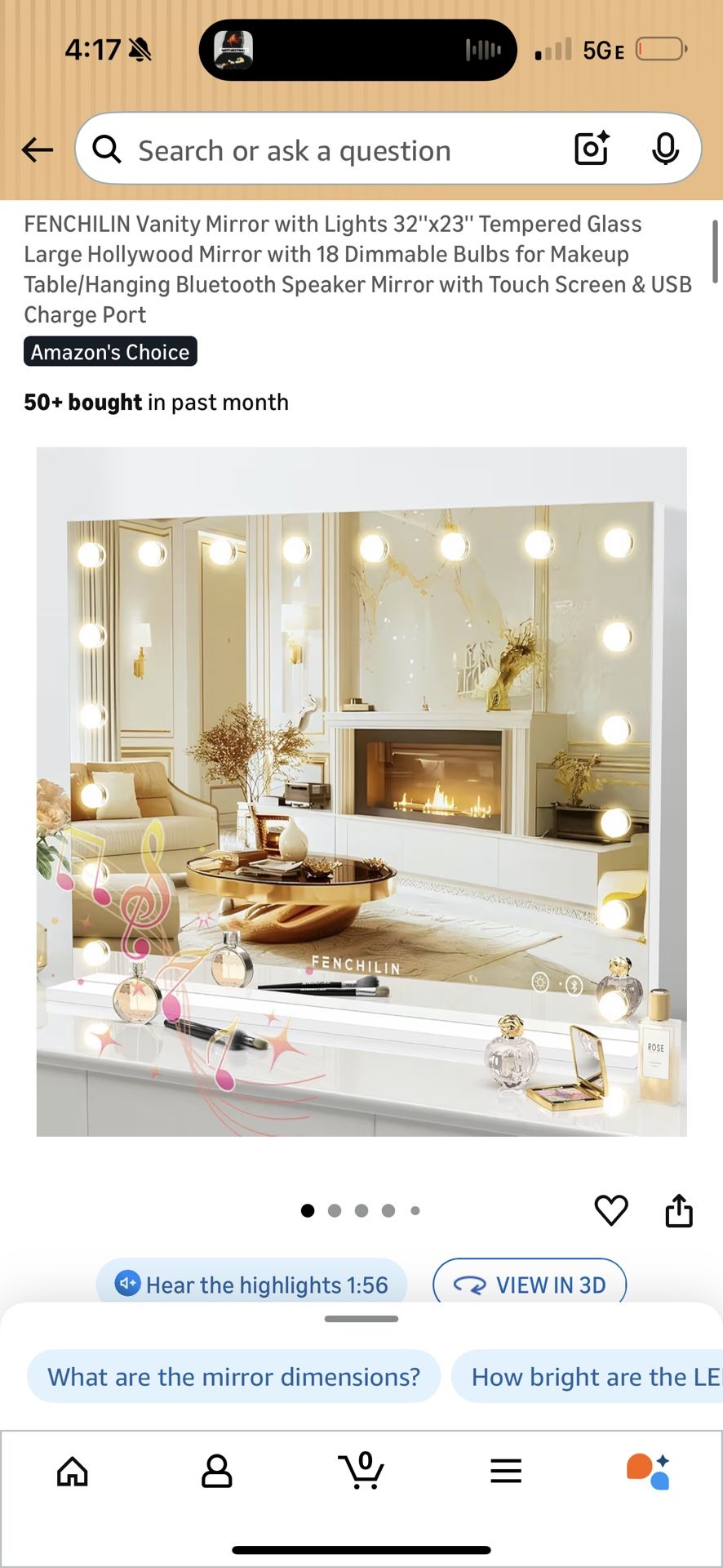 Bluetooth Vanity Mirror