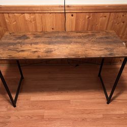 Wooden Desk With Metal Frame