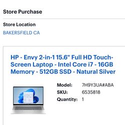 HP-Envy 2 -in -1 Touch Screen laptop