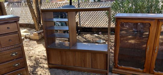 Wood TV Entertainment Center with Shelves