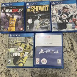 PS4 Sports Game Lot – Madden 17, NBA 2K17, FIFA 17, NHL 15, MLB The Show 17 – All Tested