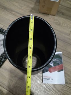 Exhaust Tip 4" Inlet 6" Outlet 12" Long, High Performance Stainless Steel, Peel-Resistant Black Powder Coated, Rolled Angle Cut, Bolt-On Diesel Tail P