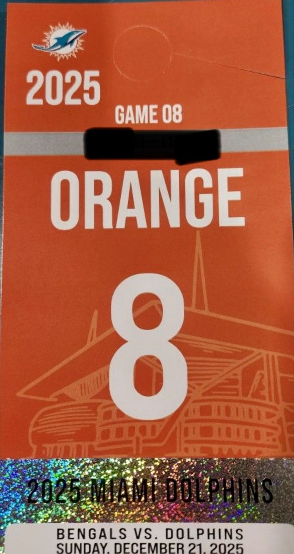 Orange Parking Pass- Miami Dolphins vs. Cincinnati Bengals- Hard Rock Stadium