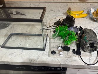 Betta fish tank and supplies