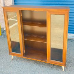 Mid Century Modern Walnut Cabinet/ Bookcase