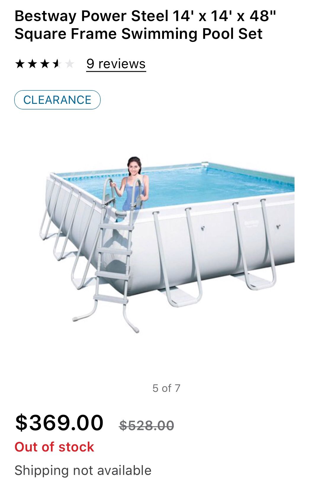 Power Steel 14' x 14' x 48" Square Frame Swimming Pool by Bestway