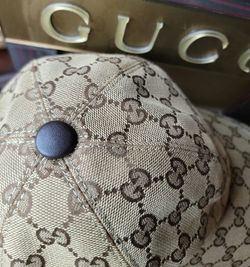 Gucci Beige Original GG Canvas Baseball Hat With Web