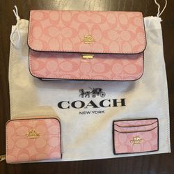 Coach Pink Handbags, Wallet  And Cardholder Set Women