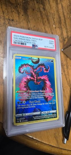 PSA 9 Galarian Moltres Crown Zenith Tin Promo #284