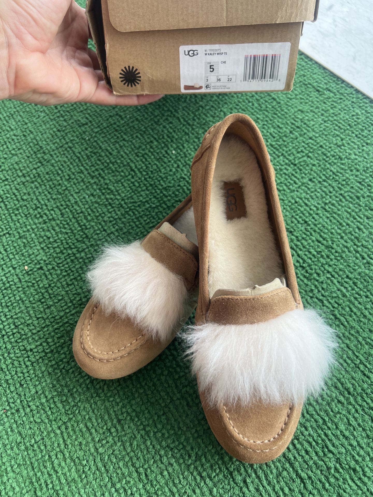 UGG Kaley Wisp Genuine Suede Shearling Womens Loafer Moccasin Slipper Flats NEW Size 5