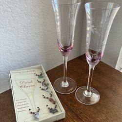 Champagne Flutes & Box Of Charms