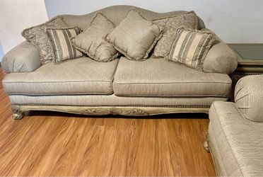 Living Room Set – Sofa, Loveseat, Chair & 2 Glass-Top Tables