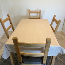 Wooden Dining Table + 4 Chairs