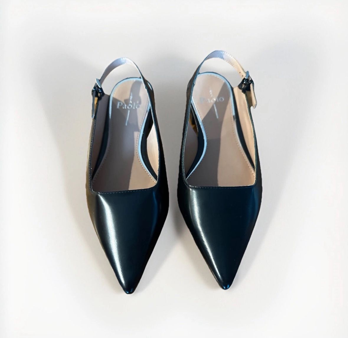 NEW Linea Paolo Black Leather Sling Back Flats Sz 7