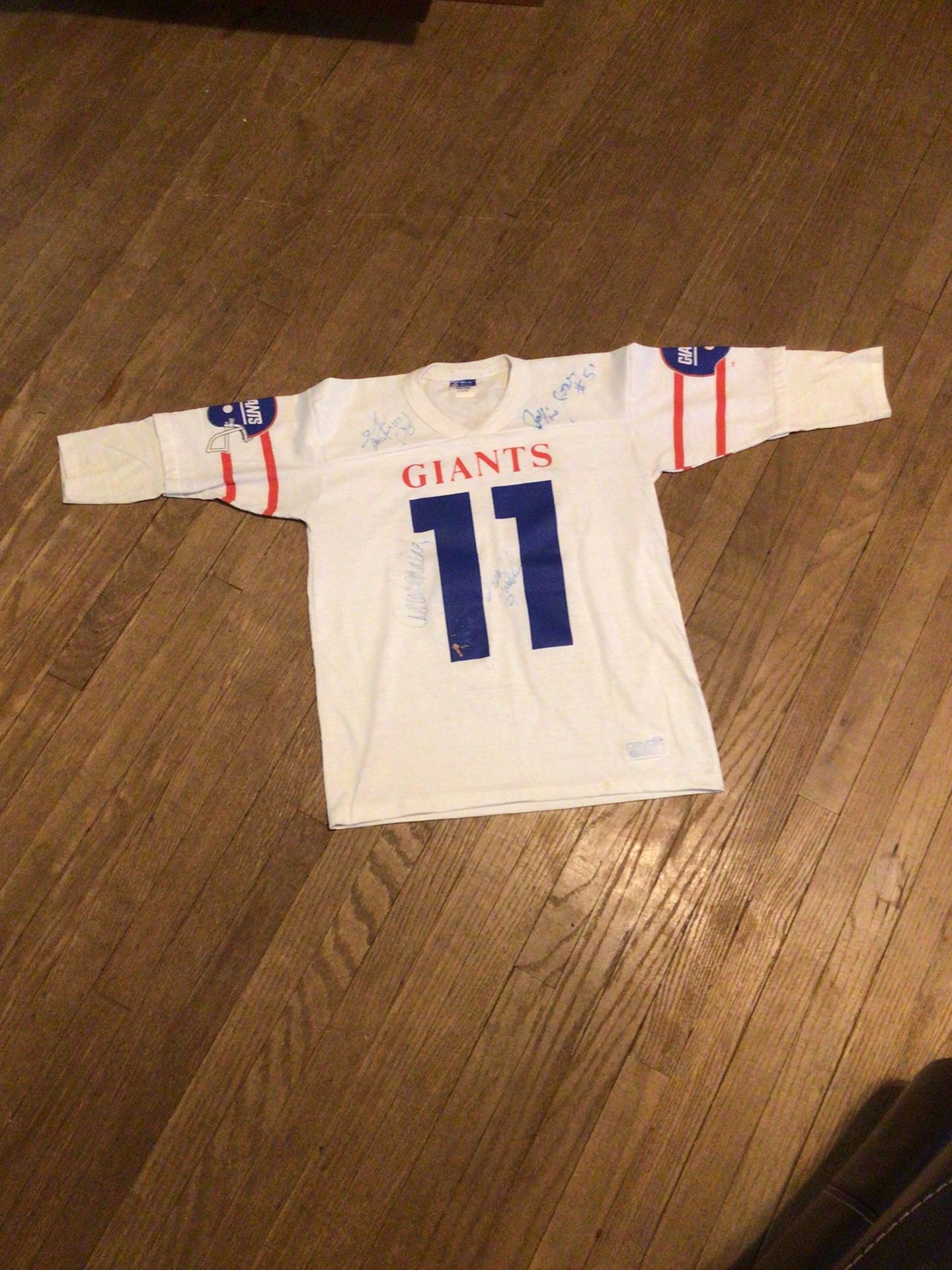 Rare 1980’s NY Giants Phil Simms X Large Jersey Signed By (5) 1987 Team Members