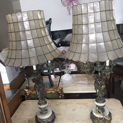 2 Beautiful Large Bronze Vintage Lamps