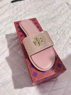 Tory Burch Pink Crystal Slide Sandals