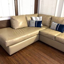Beige Leather Sofa 