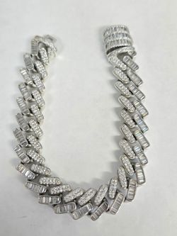 925 Silver Iced Out Cuban Link Bracelet 8"