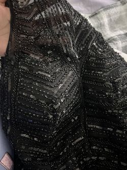 Long Black Beaded Evening Dress