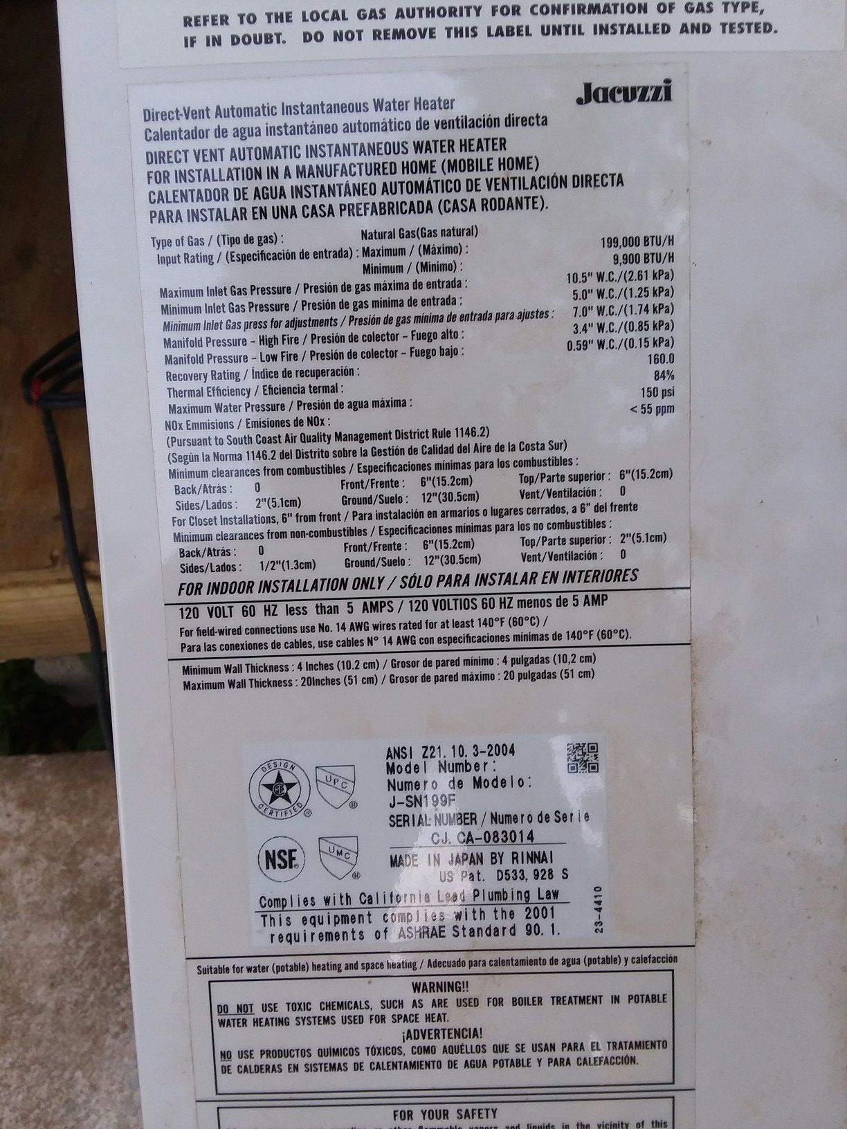 Jacuzzi tankless water heater for Sale in Charlotte, NC OfferUp