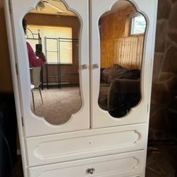 Elegant White Mirrored Armoire