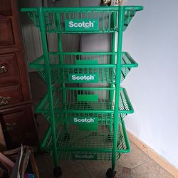 Vintage rolling Scotch Brand 4 tier rack