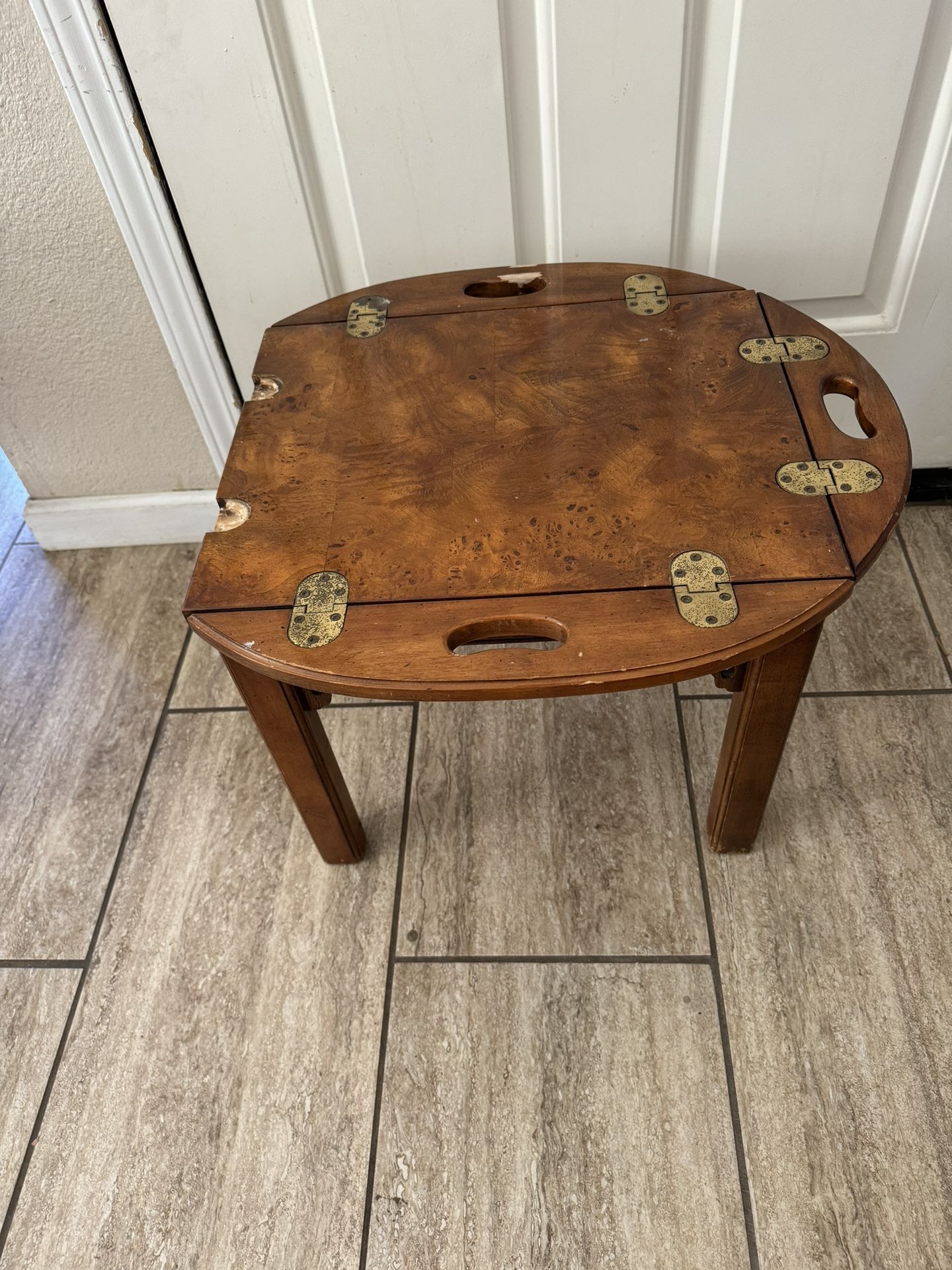 Antique Small Table With 3 Flaps That Go Up And Down