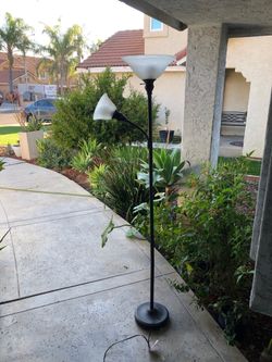 Metal and glass mother and daughter floor lamp
