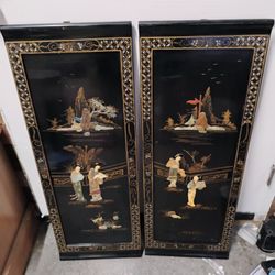 Pair Of Oriental Mother Of Pearl Handmade Paintings