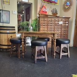 Game Table Set. Bar table with stools. Dimensions are in the photos