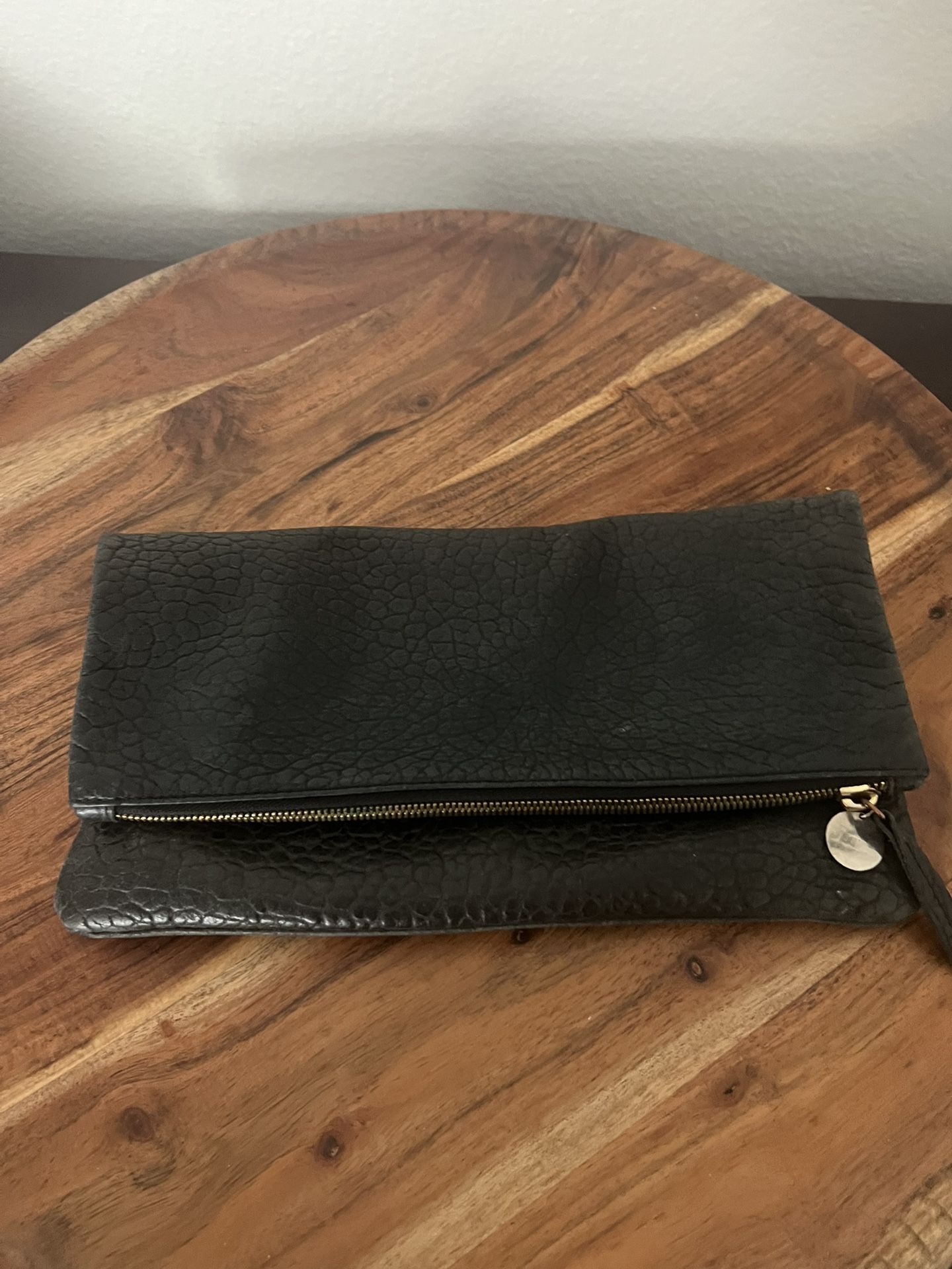 Clare V Black Leather Roll Up Clutch