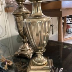 Set Of Vintage Stiffel Heavy Brass Lamps Without Shade  $400. 