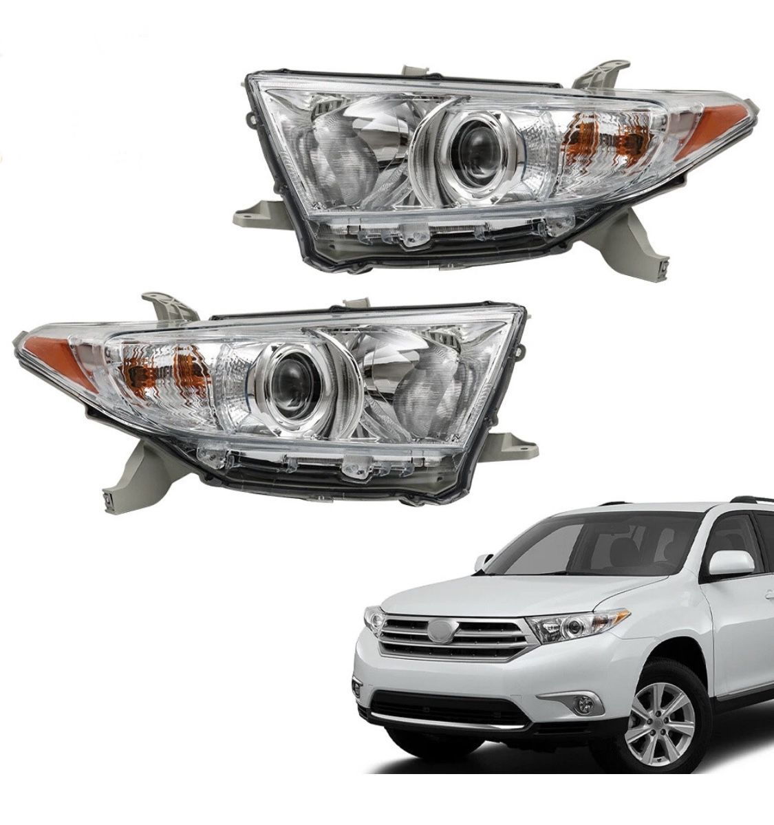 2011-2013 Toyota Highlander Halogen Right & Left Side Headlight HeadLamps