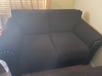 Custom Black Cashmere Sofa and Love Seat