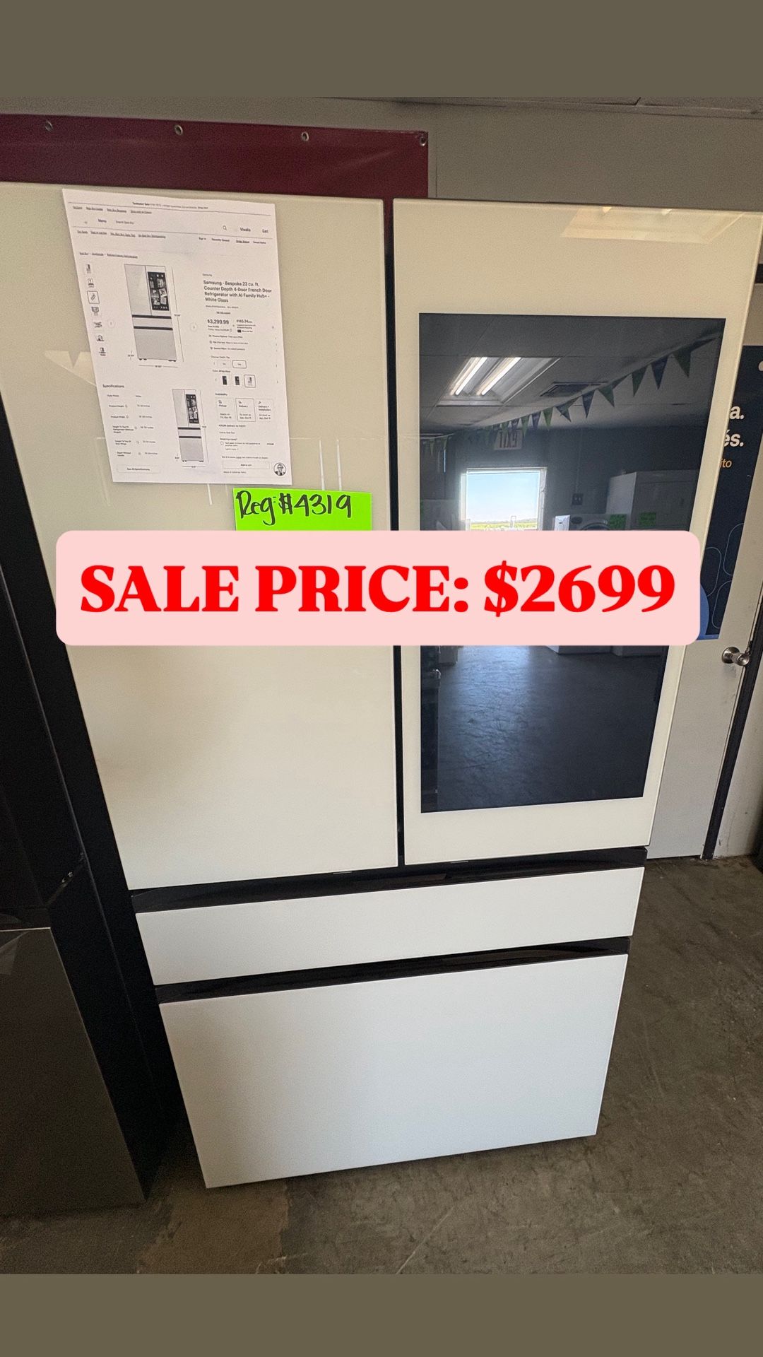 Samsung White Glass Refrigerator 