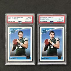 Sam Darnold Rookie PSA 10 Lot (2) 2018 Panini Donruss #301 Football RC Jets