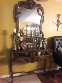 Entry cabinet table w matching 46"h mirror