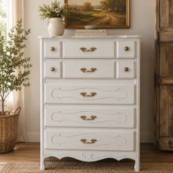 Gorgeous shabby lightly distressed solid wood French provincial style dresser