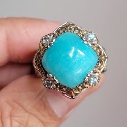 Beautiful Ring With Blue Quartz Sterling Silver 