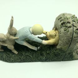 Vintage Winnie The Pooh & Christopher Robin Bookends Stuck In Hole