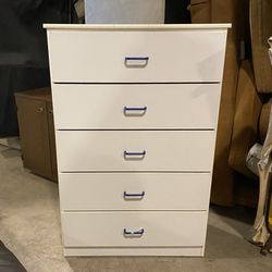 White 5-Drawer Tallboy Dresser